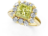 Yellow gold Fancy Yellow Princess  Halo Cluster Diamond Engagement Ring with Prong Setting and Polished Band_58
