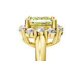 Yellow gold Fancy Yellow Princess  Halo Cluster Diamond Engagement Ring with Prong Setting and Polished Band_62