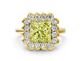 Yellow gold Fancy Yellow Princess  Halo Cluster Diamond Engagement Ring with Solitaire Band and Prong Setting_29