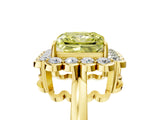 Yellow gold Fancy Yellow Princess  Halo Cluster Diamond Engagement Ring with Solitaire Band and Prong Setting_34