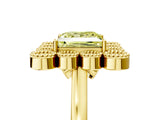 Yellow gold Fancy Yellow Princess  Halo Diamond Cluster Engagement Ring with Milgrain Bezel Setting and Solitaire Band_66