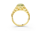 Yellow gold Fancy Yellow Princess  Halo Diamond Engagement Ring with Intricate Filigree Band and Four-Prong Setting_3