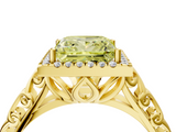 Yellow gold Fancy Yellow Princess  Halo Diamond Engagement Ring with Intricate Filigree Band and Four-Prong Setting_4