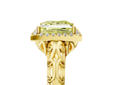 Yellow gold Fancy Yellow Princess  Halo Diamond Engagement Ring with Intricate Filigree Band and Four-Prong Setting_5