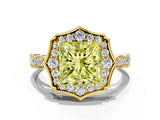 Yellow gold Fancy Yellow Princess  Halo Diamond Engagement Ring with Milgrain Band and Four-Prong Setting_17