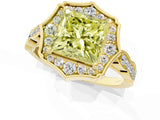 Yellow gold Fancy Yellow Princess  Halo Diamond Engagement Ring with Milgrain Band and Four-Prong Setting_18