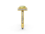 Yellow gold Fancy Yellow Princess  Halo Diamond Engagement Ring with Milgrain Pave Band and Four-Prong Setting_18