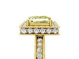 Yellow gold Fancy Yellow Princess  Halo Diamond Engagement Ring with Milgrain Pave Band and Four-Prong Setting_21