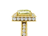 Yellow gold Fancy Yellow Princess  Halo Diamond Engagement Ring with Milgrain Pave Band and Four-Prong Setting_43