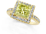 Yellow gold Fancy Yellow Princess  Halo Diamond Engagement Ring with Pavé Band and Four-Prong Setting_88