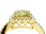 Yellow gold Fancy Yellow Princess  Halo Diamond Engagement Ring with Pavé Band and Four-Prong Setting_91