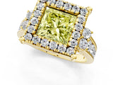 Yellow gold Fancy Yellow Princess  Halo Diamond Engagement Ring with Split Shank and Four-Prong Setting 1