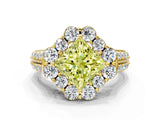 Yellow gold Fancy Yellow Princess  Halo Diamond Engagement Ring with Split Shank and Prong Setting_29