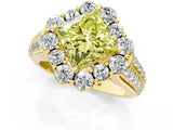 Yellow gold Fancy Yellow Princess  Halo Diamond Engagement Ring with Split Shank and Prong Setting_30