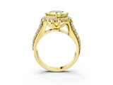 Yellow gold Fancy Yellow Princess  Halo Diamond Engagement Ring with Split Shank and Prong Setting_32