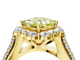 Yellow gold Fancy Yellow Princess  Halo Diamond Engagement Ring with Split Shank and Prong Setting_33