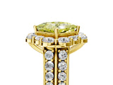 Yellow gold Fancy Yellow Princess  Halo Diamond Engagement Ring with Split Shank and Prong Setting_34
