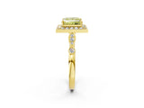 Yellow gold Fancy Yellow Princess  Halo Diamond Engagement Ring with Twisted Band and Four-Prong Setting 3
