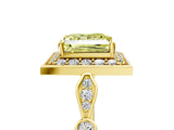Yellow gold Fancy Yellow Princess  Halo Diamond Engagement Ring with Twisted Band and Four-Prong Setting