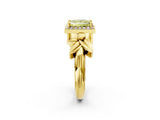 Yellow gold Fancy Yellow Princess  Halo Diamond Floral Band with Four-Prong Setting_37
