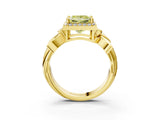 Yellow gold Fancy Yellow Princess  Halo Diamond Floral Band with Four-Prong Setting_38