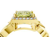 Yellow gold Fancy Yellow Princess  Halo Diamond Floral Band with Four-Prong Setting_39