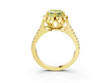 Yellow gold Fancy Yellow Princess  Halo Diamond Floral Split Shank Engagement Ring 4