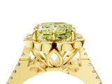 Yellow gold Fancy Yellow Princess  Halo Diamond Floral Split Shank Engagement Ring 5