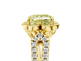 Yellow gold Fancy Yellow Princess  Halo Diamond Floral Split Shank Engagement Ring