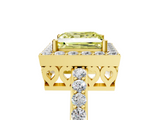 Yellow gold Fancy Yellow Princess  Halo Diamond Pavé Band Ring with Prong Setting_5