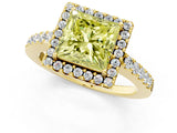 Yellow gold Fancy Yellow Princess  Halo Diamond Pavé Solitaire Ring_34