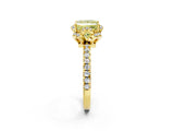 Yellow gold Fancy Yellow Princess  Halo Diamond Pave Band Ring with Four-Prong Setting_17