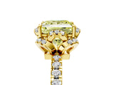 Yellow gold Fancy Yellow Princess  Halo Diamond Pave Band Ring with Four-Prong Setting_20