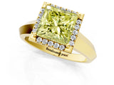 Yellow gold Fancy Yellow Princess  Halo Diamond Ring with Cathedral Band and Four-Prong Setting_30