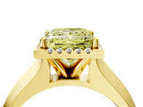 Yellow gold Fancy Yellow Princess  Halo Diamond Ring with Cathedral Band and Four-Prong Setting_33