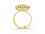 Yellow gold Fancy Yellow Princess  Halo Diamond Ring with Milgrain Edge and Round Prong Setting_26