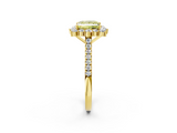 Yellow gold Fancy Yellow Princess  Halo Diamond Ring with Pavé Band and Prong Setting_24