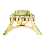 Yellow gold Fancy Yellow Princess  Halo Diamond Ring with Pavé Band and Prong Setting_26
