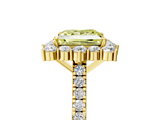 Yellow gold Fancy Yellow Princess  Halo Diamond Ring with Pavé Band and Prong Setting_27
