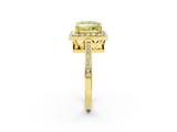 Yellow gold Fancy Yellow Princess  Halo Diamond Ring with Split Shank and Four-Prong Setting_2
