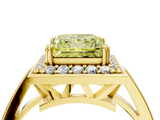Yellow gold Fancy Yellow Princess  Halo Diamond Ring with Split Shank and Four-Prong Setting_4