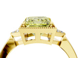 Yellow gold Fancy Yellow Princess  Halo Diamond Ring with Tapered Band and Four-Prong Setting_11