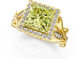 Yellow gold Fancy Yellow Princess  Halo Diamond Ring with Vintage Split Shank and Four-Prong Setting_1