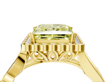 Yellow gold Fancy Yellow Princess  Halo Diamond Ring with Vintage Split Shank and Four-Prong Setting_4