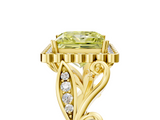 Yellow gold Fancy Yellow Princess  Halo Diamond Ring with Vintage Split Shank and Four-Prong Setting_5