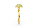 Yellow gold Fancy Yellow Princess  Halo Diamond Solitaire with Pavé Band and Four-Prong Setting_18