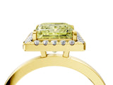 Yellow gold Fancy Yellow Princess  Halo Diamond Solitaire with Pavé Band and Four-Prong Setting_20
