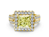 Yellow gold Fancy Yellow Princess  Halo Diamond Split Shank Engagement Ring with Prong Setting_75