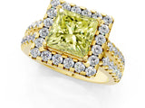 Yellow gold Fancy Yellow Princess  Halo Diamond Split Shank Engagement Ring with Prong Setting_76