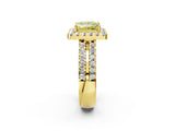 Yellow gold Fancy Yellow Princess  Halo Diamond Split Shank Engagement Ring with Prong Setting_77
